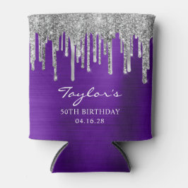 シルバーグリッタードリップスバイオレットパープル50誕生日 缶クーラー