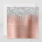 シルバーグリッタードリップスバラゴールドフォイル40th誕生日 招待状 (裏面)