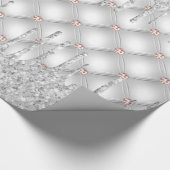 シルバーグリッタードリップスバラ金ゴールドピンクの輝く贅沢 ラッピングペーパー (角)