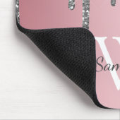 シルバーグリッタードリップスバラ金ゴールドピンクモノグラム名 マウスパッド (コーナー)