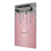 シルバーグリッタードリップスバラ金ゴールドピンクモノグラム名 ミニクリップボード (アングル2)