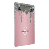 シルバーグリッタードリップスバラ金ゴールドピンクモノグラム名 ミニクリップボード (アングル)