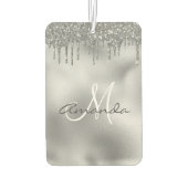 シルバーグリッタードリップスパーソナライズされたモノグラム カーエアーフレッシュナー (裏面)