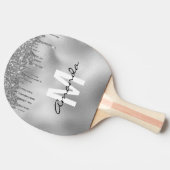 シルバーグリッタードリップスパーソナライズされたモノグラム 卓球ラケット (横)
