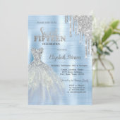 シルバーグリッタードリップスブルードレスブルーメタリック 招待状 (スタンド正面)