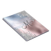 シルバーグリッタードリップスブルーバラ金ゴールドメタリック ノートブック (右側)
