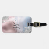 シルバーグリッタードリップスブルーバラ金ゴールドメタリック ラゲッジタグ (正面横)
