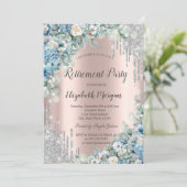 シルバーグリッタードリップスブルーフラワーズリタイアメント 招待状 (スタンド正面)