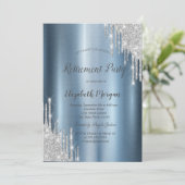 シルバーグリッタードリップスブルーメタリックリタイアメント 招待状 (スタンド正面)