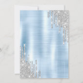 シルバーグリッタードリップスブルーメタリック80誕生日 招待状 (裏面)