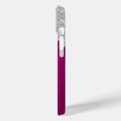 シルバーグリッタードリップスホットピンクグラムガーリー Case-Mate iPhoneケース (裏面 / 左)