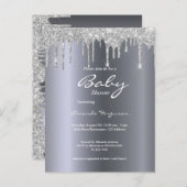 シルバーグリッタードリップスボーイ赤ちゃんシャワー招待 ポストカード (正面/裏面)
