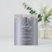 シルバーグリッタードリップスボーイ赤ちゃんシャワー招待 ポストカード (スタンド正面)