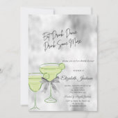 シルバーグリッタードリップスマルティニボウブライダルシャワー 招待状 (正面)