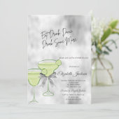 シルバーグリッタードリップスマルティニボウブライダルシャワー 招待状 (スタンド正面)