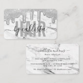 シルバーグリッタードリップスマーブル美容師 名刺 (正面/裏面)