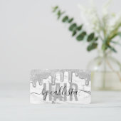 シルバーグリッタードリップスマーブル美容師 名刺 (スタンド正面)