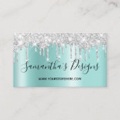 シルバーグリッタードリップスライトティール(緑がかった色)グラデーションオンラインストア 名刺 (正面)