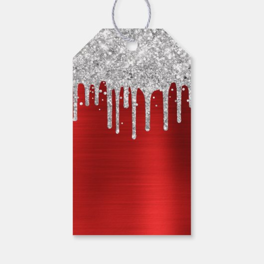 シルバーグリッタードリップスレッドフォイルハッピーバースデー ギフトタグ (裏面)