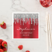 シルバーグリッタードリップスレッドフォイル50誕生日 スタンダードカクテルナプキン (インサイチュ)