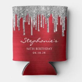 シルバーグリッタードリップスレッドフォイル50誕生日 缶クーラー
