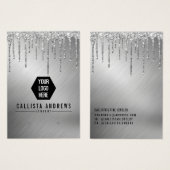 シルバーグリッタードリップスロゴイヤリングディスプレイカード (正面&裏面)