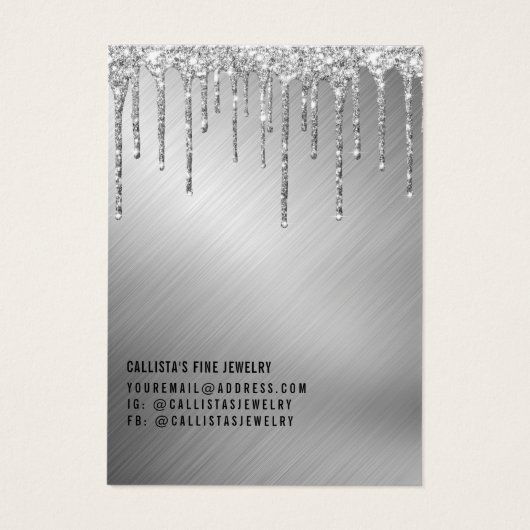 シルバーグリッタードリップスロゴイヤリングディスプレイカード (裏面)