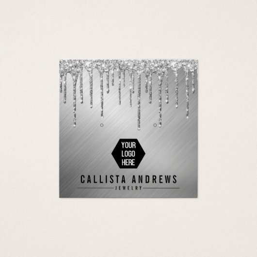 シルバーグリッタードリップスロゴイヤリングディスプレイカード (正面)