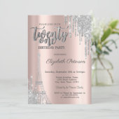 シルバーグリッタードリップス、エッフェルタワー21誕生日 招待状 (スタンド正面)