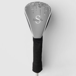 シルバーグリッタードリップス スパークル モノグラム 名前 ゴルフヘッドカバー