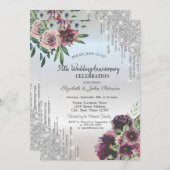 シルバーグリッタードリップス、ダストバラ記念日 招待状 (正面/裏面)