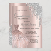 シルバーグリッタードリップス、ドレスバラ金ゴールドキンセアニラ 招待状 (正面/裏面)