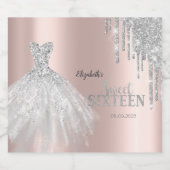 シルバーグリッタードリップス、ドレスバラ金ゴールドスウィート16 スパークリングワインラベル (シングルラベル)