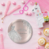 シルバーグリッタードリップス、ドレスバラ金ゴールドスウィート16 ペーパープレート (パーティー)