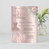 シルバーグリッタードリップス、ドレスフラワースウィート16 招待状 (スタンド正面)