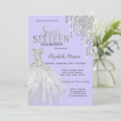 シルバーグリッタードリップス、ドレスライトパープルスウィート16 招待状 (スタンド正面)