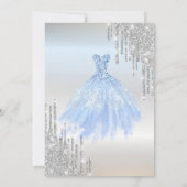 シルバーグリッタードリップス、ドレス、エッフェルタワースウィート16 招待状 (裏面)