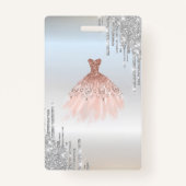 シルバーグリッタードリップス、バラ金ゴールドドレススウィート16 バッジ (裏面)