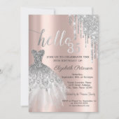 シルバーグリッタードリップドレスバラ金ゴールド35th誕生日 招待状 (正面)