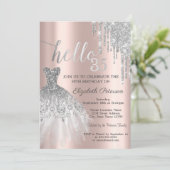 シルバーグリッタードリップドレスバラ金ゴールド35th誕生日 招待状 (スタンド正面)