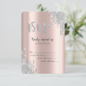 シルバーグリッタードリップバラ金ゴールドバルミツワーRSVP 招待状 (スタンド正面)