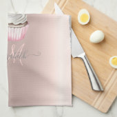 シルバーグリッタードリップバラ金ゴールドモノグラムカップケーキ キッチンタオル (四つ折り)