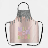 シルバーグリッタードリップバラ金ゴールド妻ママボス エプロン (正面)