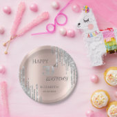 シルバーグリッタードリップバラ金ゴールド50誕生日 ペーパープレート (パーティー)