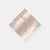 シルバーグリッタードリップバラ金ゴールド80th誕生日 スタンダードカクテルナプキン (角)