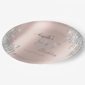 シルバーグリッタードリップバラ金ゴールド80th誕生日 ペーパープレート (アングル)