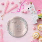 シルバーグリッタードリップバラ金ゴールド80th ペーパープレート (パーティー)