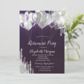 シルバーグリッタードリップバルーン紫の退職 招待状 (スタンド正面)