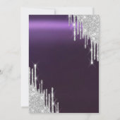 シルバーグリッタードリップバルーン紫の退職 招待状 (裏面)