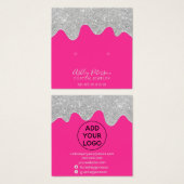 シルバーグリッタードリップピンクのスタッドのイヤリング表示 (正面&裏面)